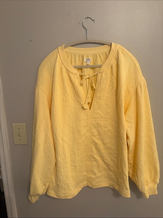 aerie Tops - aerie Yellow Tie-Neck Pullover Sweatshirt